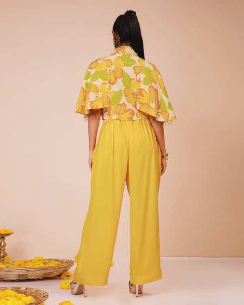 Sunflower Cape Blazer with Pants