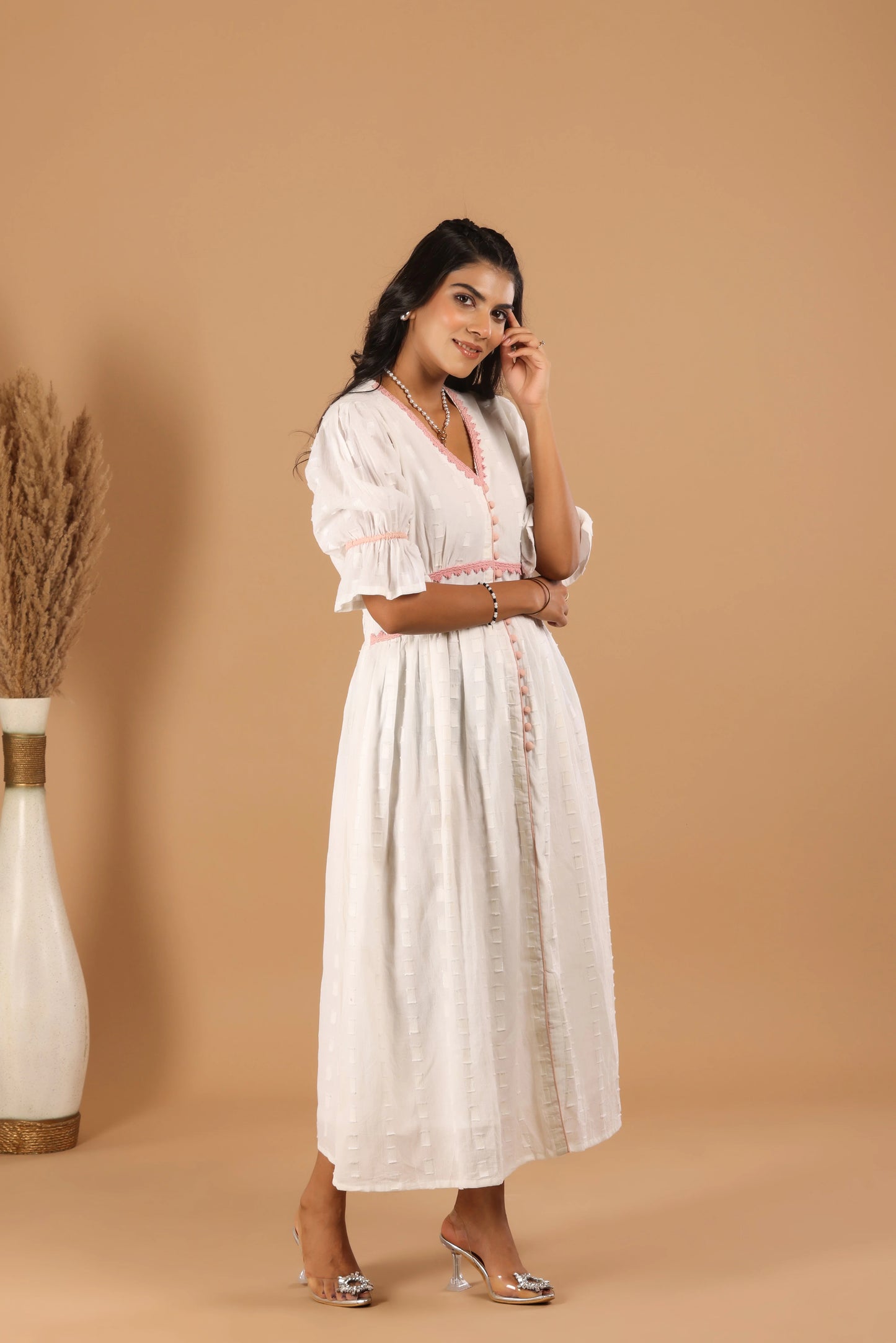 Bibi Cotton Lurex Midi Dress