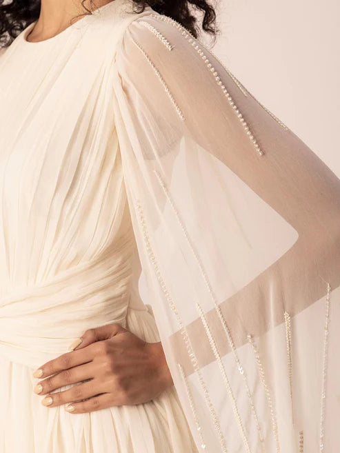 Ivory Pleated Gown