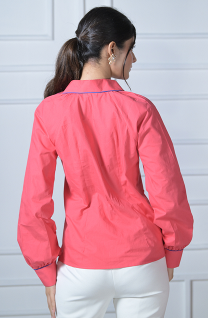 Teaberry Lace Up Detail Shirt