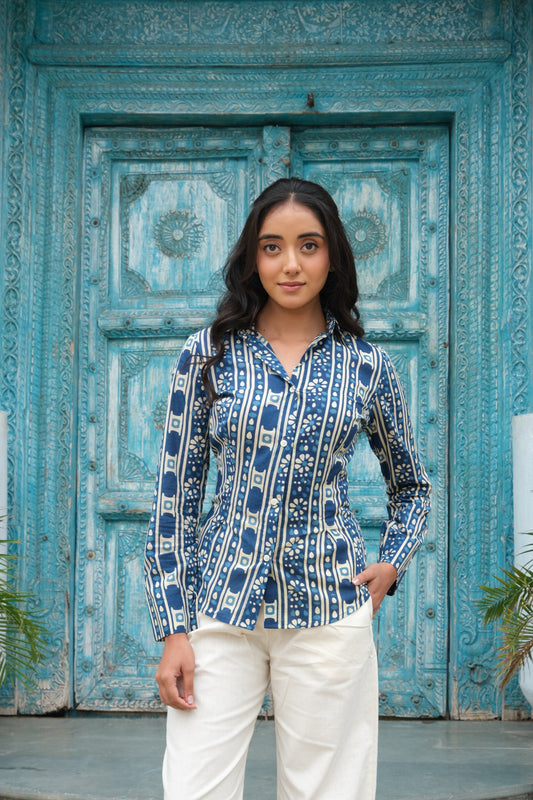 Indigo Corset Shirt