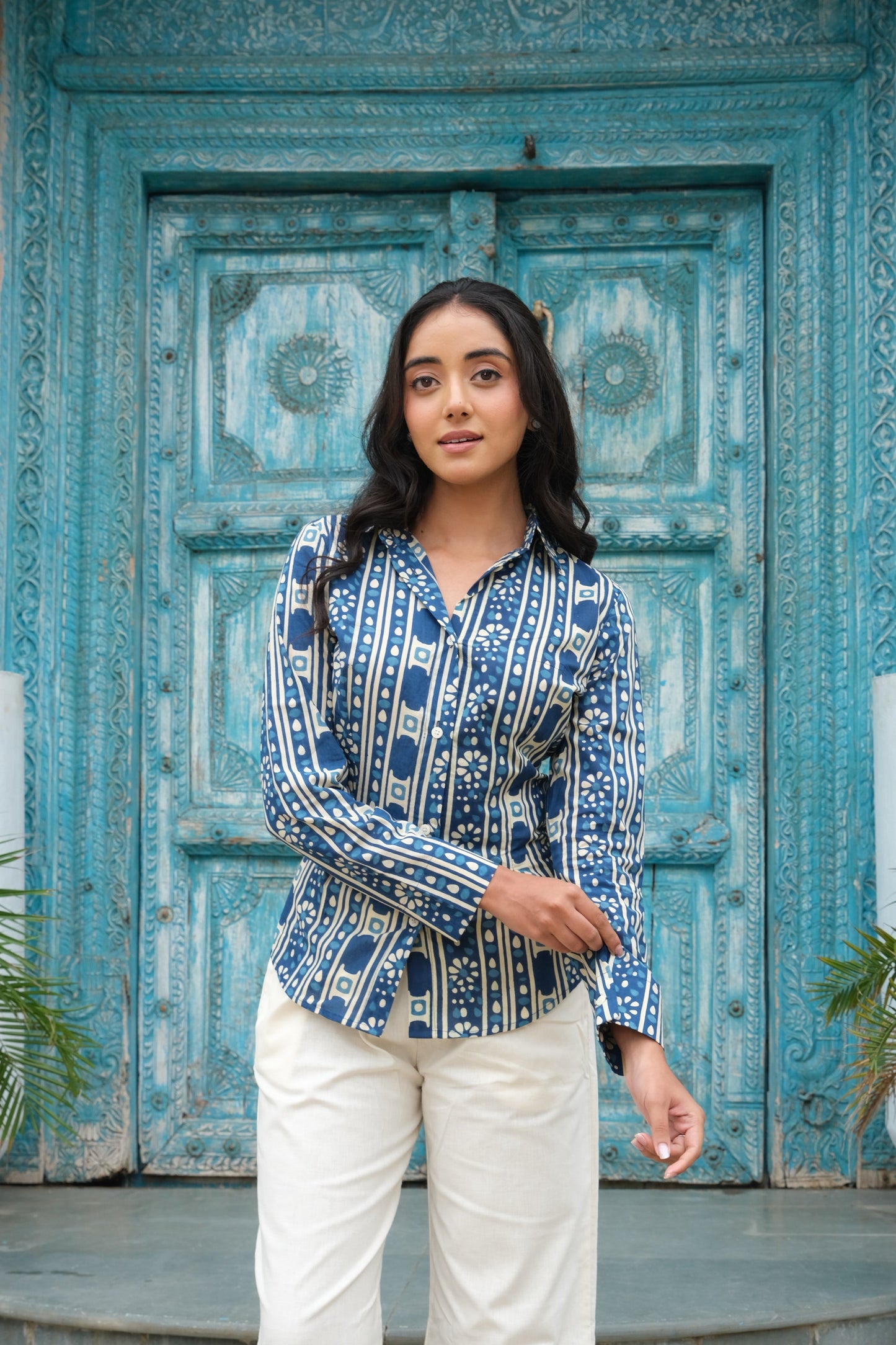 Indigo Corset Shirt