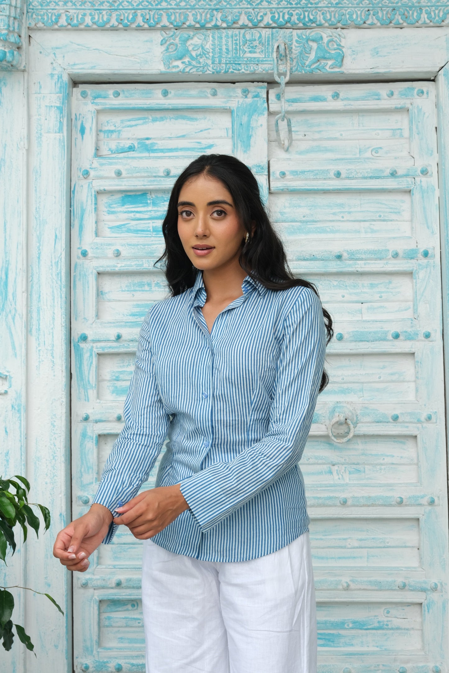 Striped Corset Shirt (Blue)
