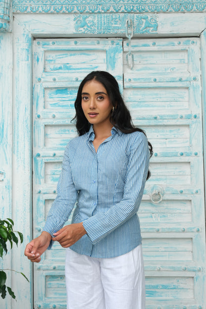 Striped Corset Shirt (Blue)