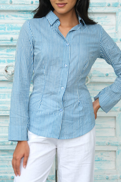 Striped Corset Shirt (Blue)