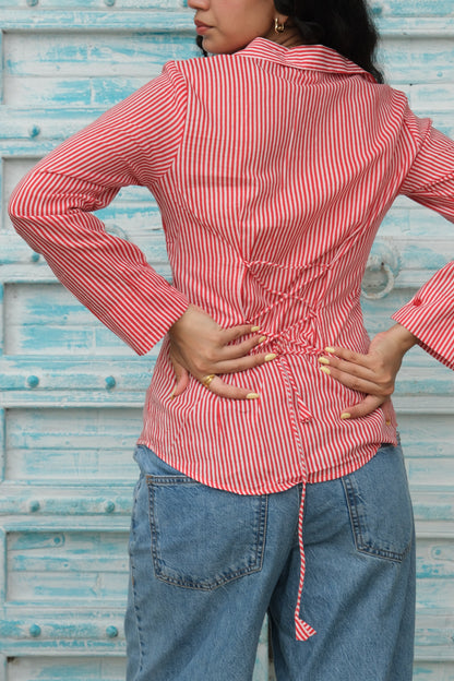 Striped Corset Shirt (Red)