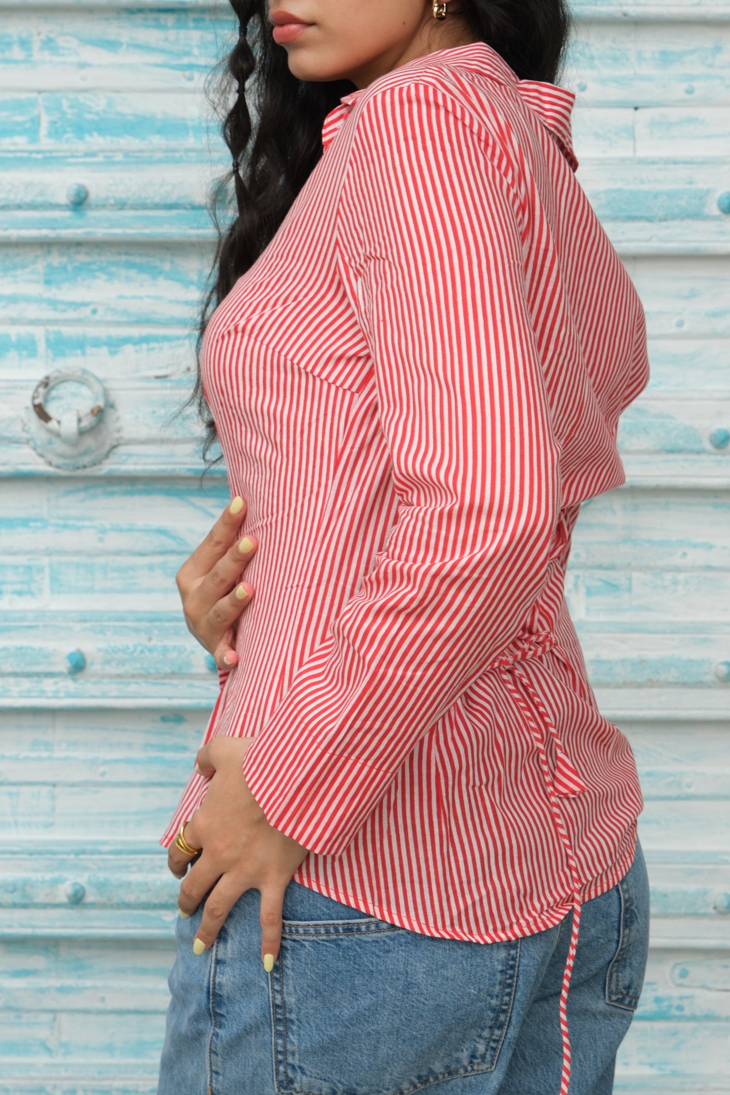 Striped Corset Shirt (Red)