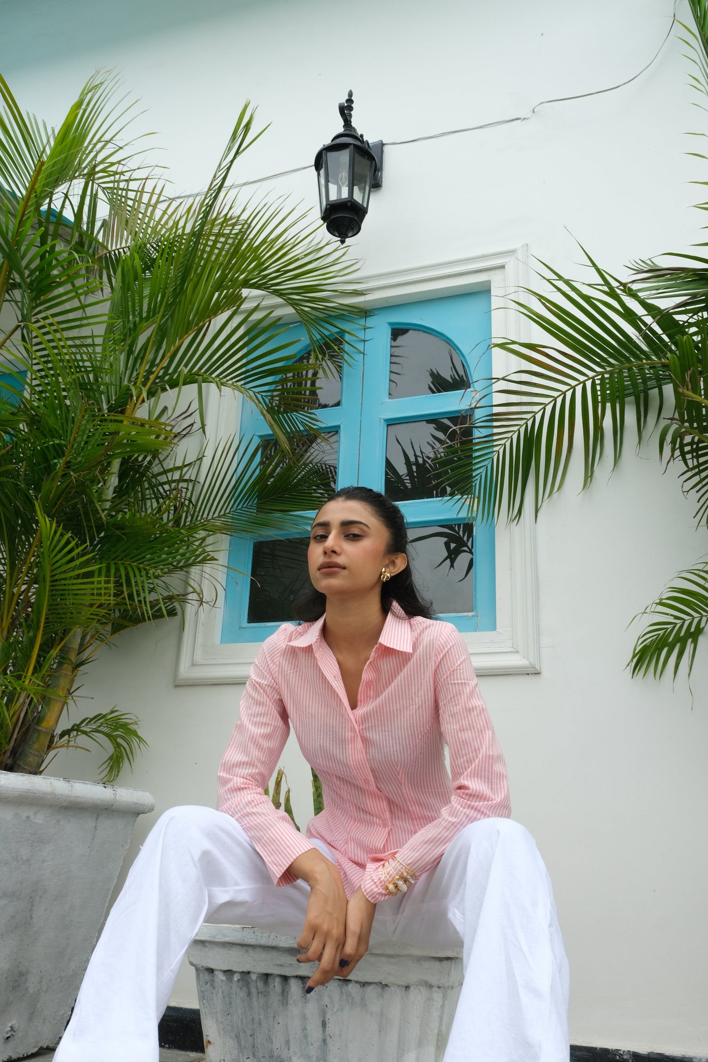 Striped Corset Shirt (Pink)