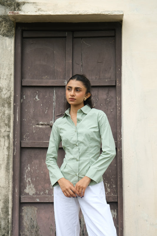 Poplin Corset Shirt (Mint)