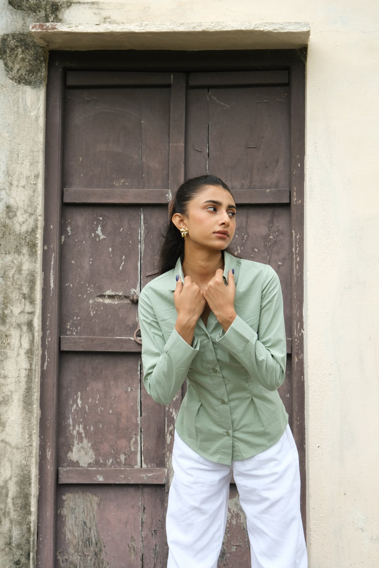 Poplin Corset Shirt (Mint)
