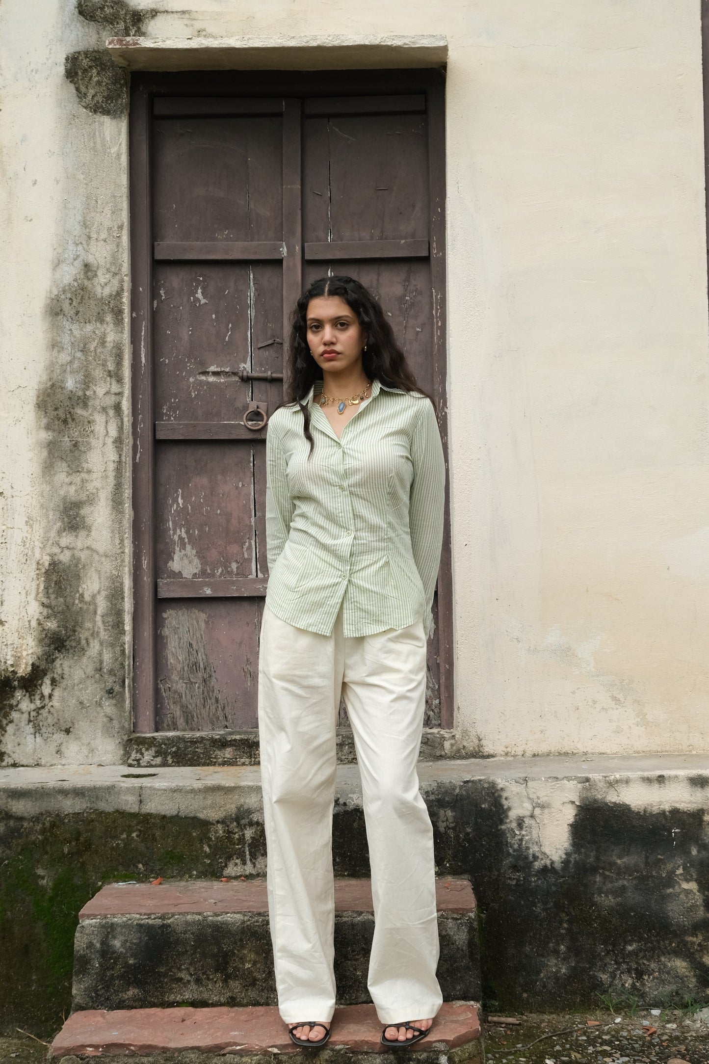 Striped Corset Shirt (Green)