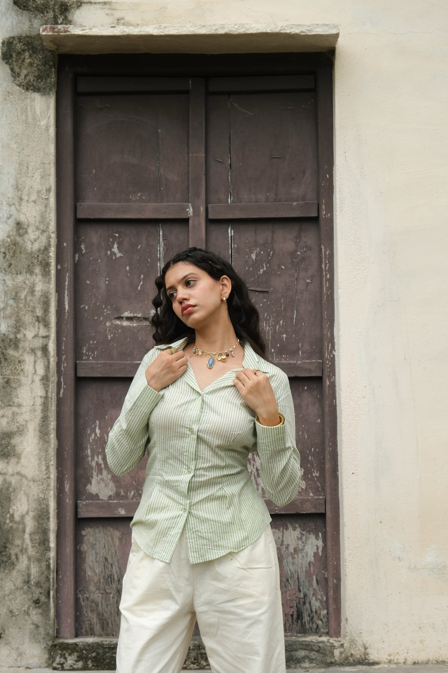 Striped Corset Shirt (Green)