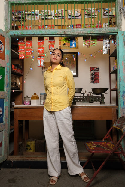 Poplin Corset Shirt (Yellow)