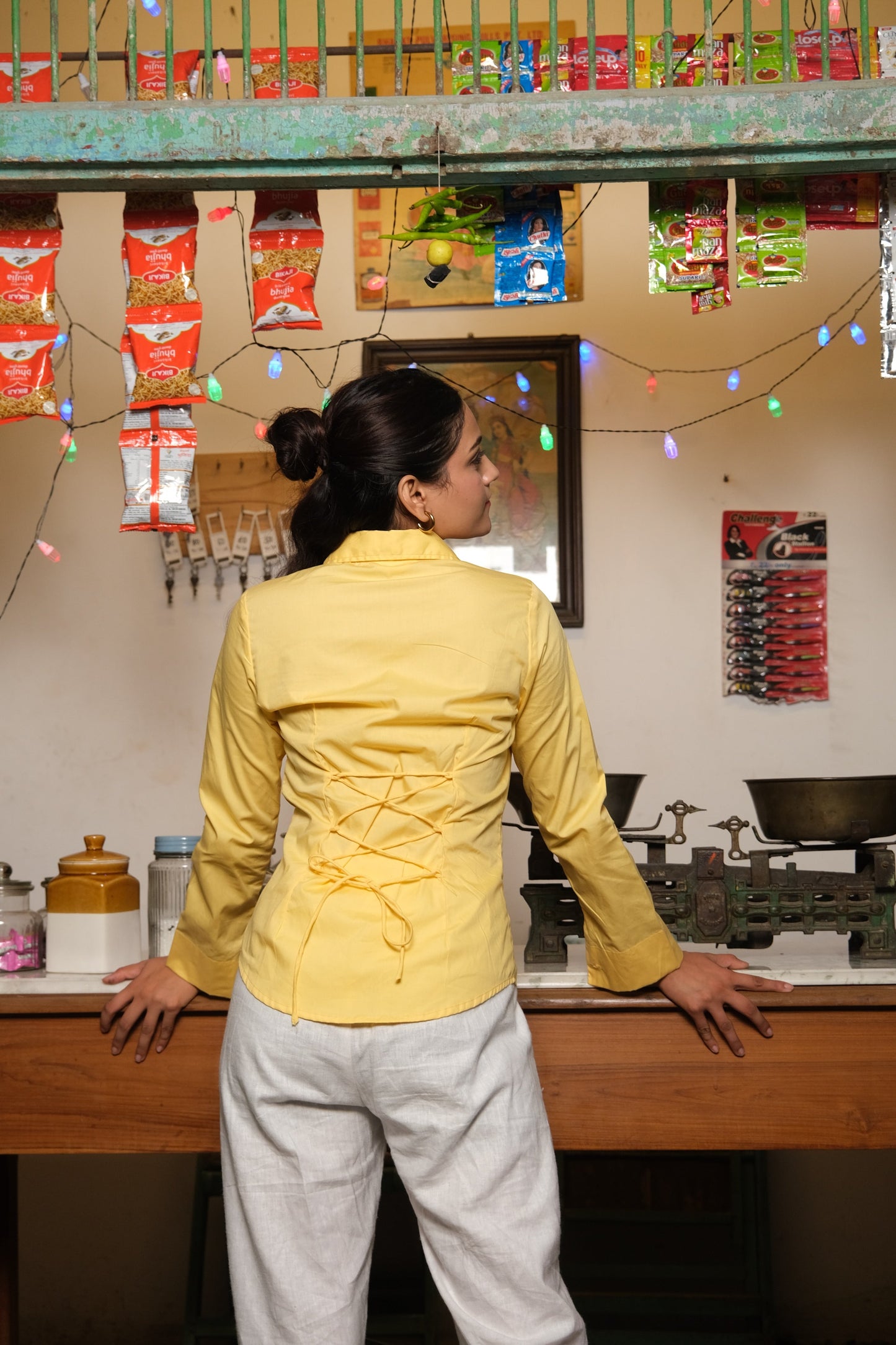 Poplin Corset Shirt (Yellow)