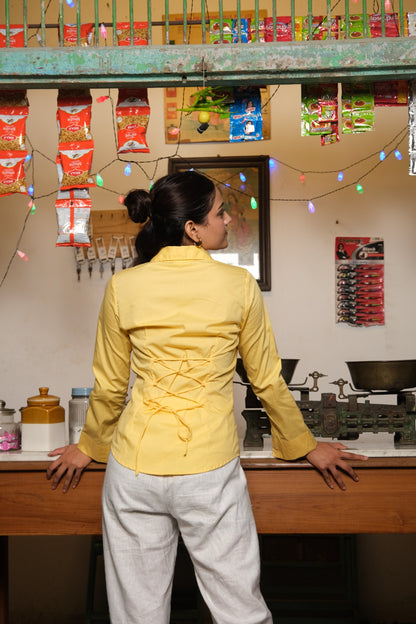 Poplin Corset Shirt (Yellow)