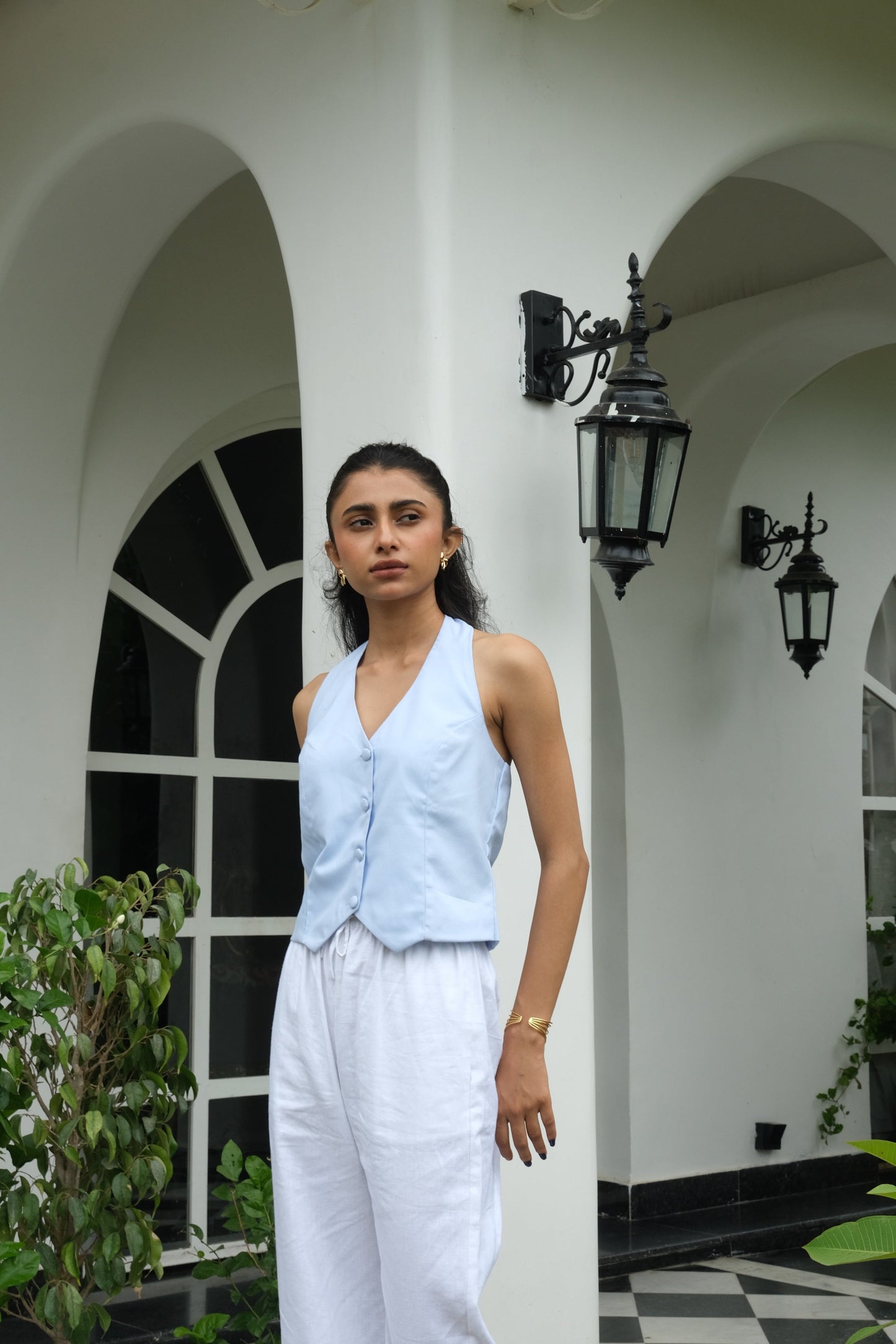 Halterneck WaistCoat (Sky Blue)