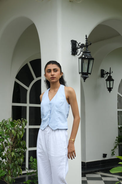Halterneck WaistCoat (Sky Blue)