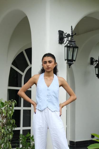 Halterneck WaistCoat (Sky Blue)