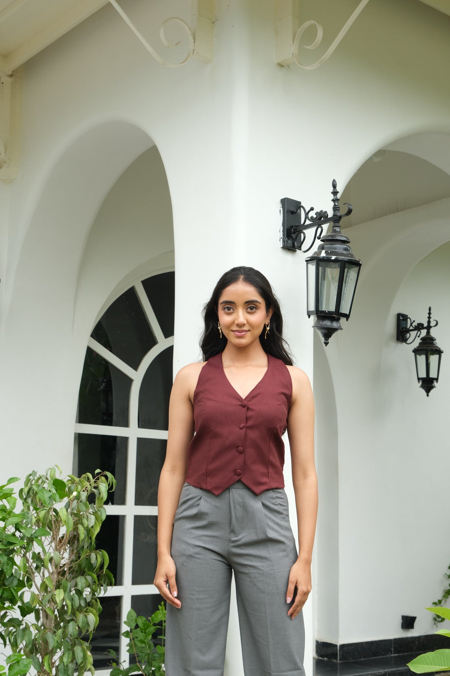 Halterneck WaistCoat (Maroon)