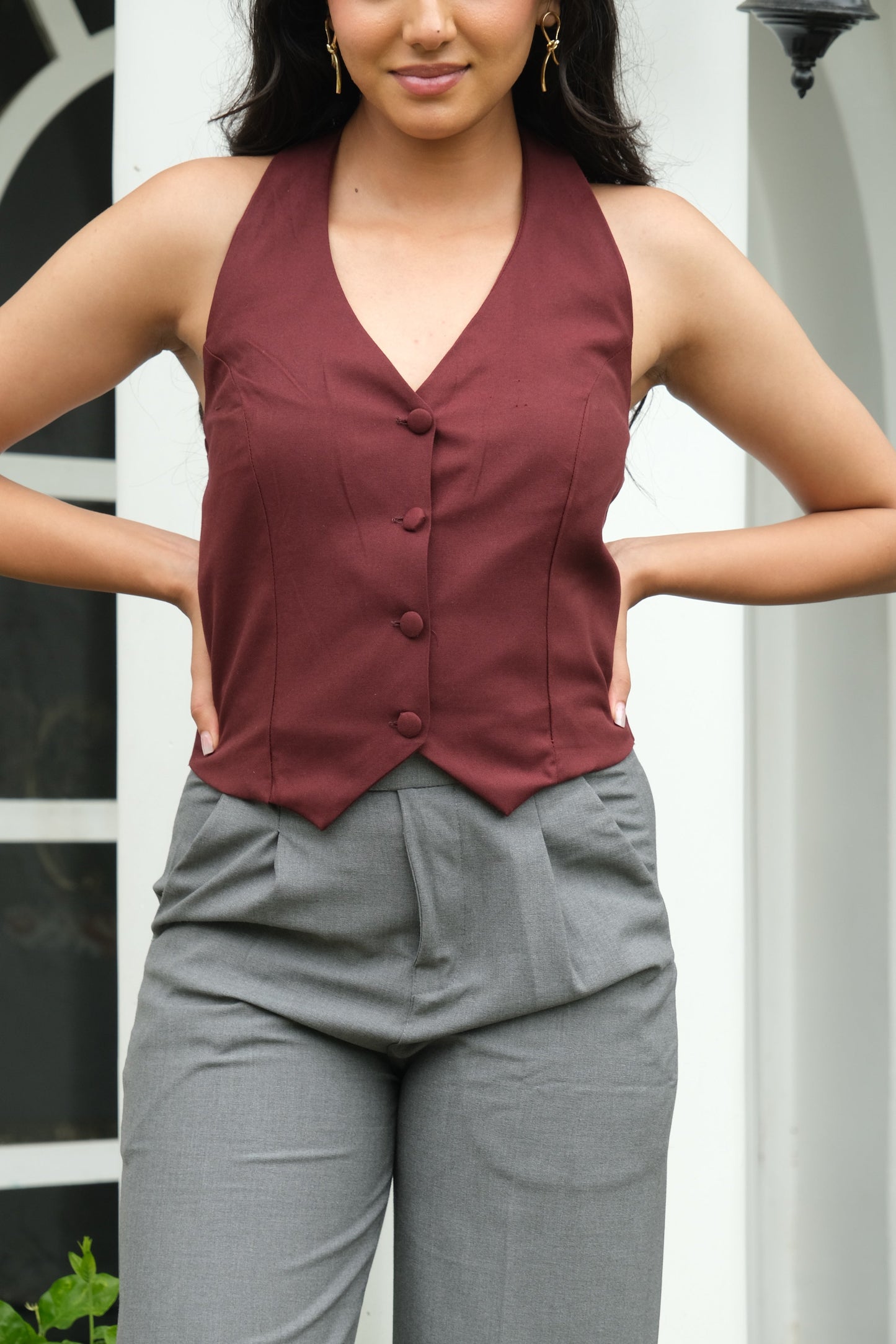 Halterneck WaistCoat (Maroon)