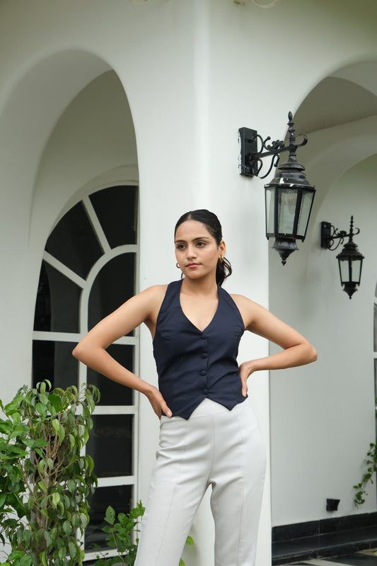 Halterneck WaistCoat (Navy)