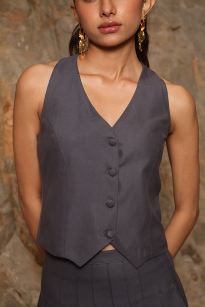 Halterneck WaistCoat (Grey)