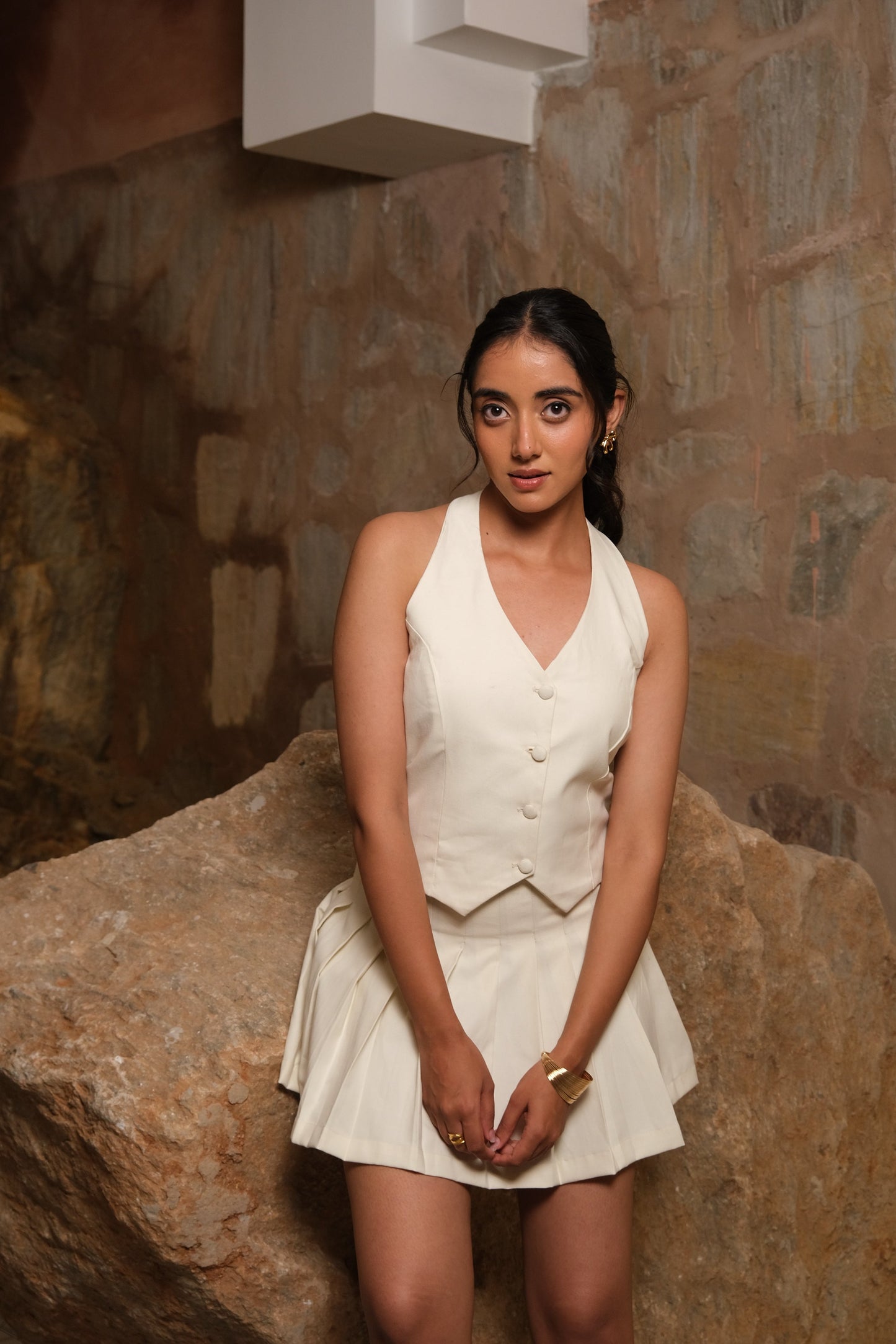 Halterneck WaistCoat (Beige)