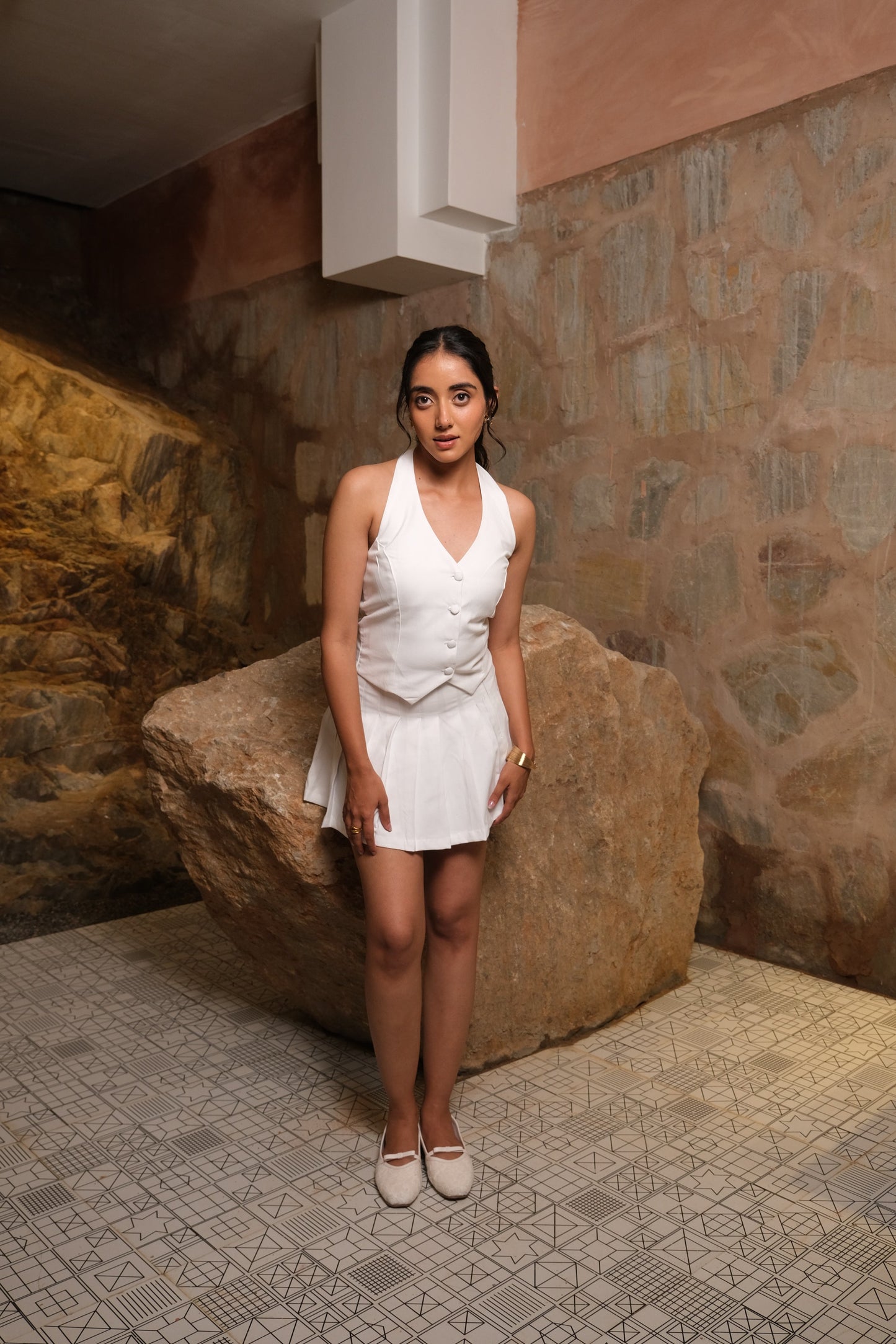 Halterneck WaistCoat (White)