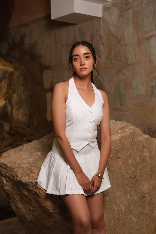 Halterneck WaistCoat (White)