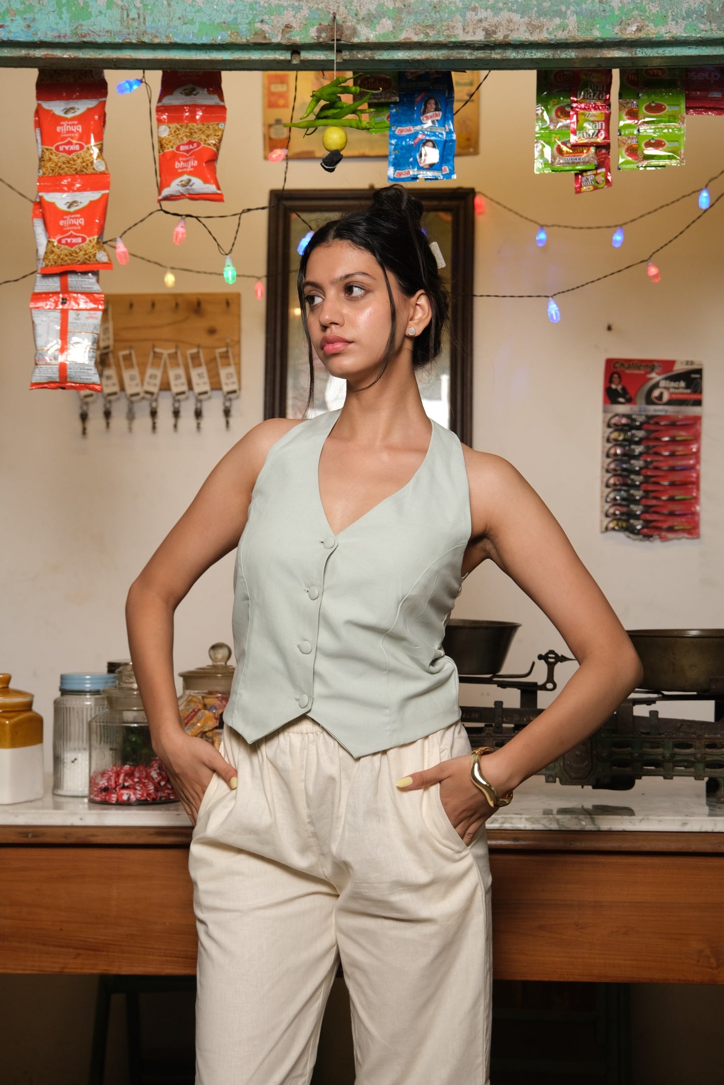 Halterneck WaistCoat (Mint Green)