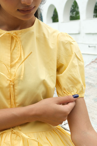 Tie-Up Peplum Top (Yellow)