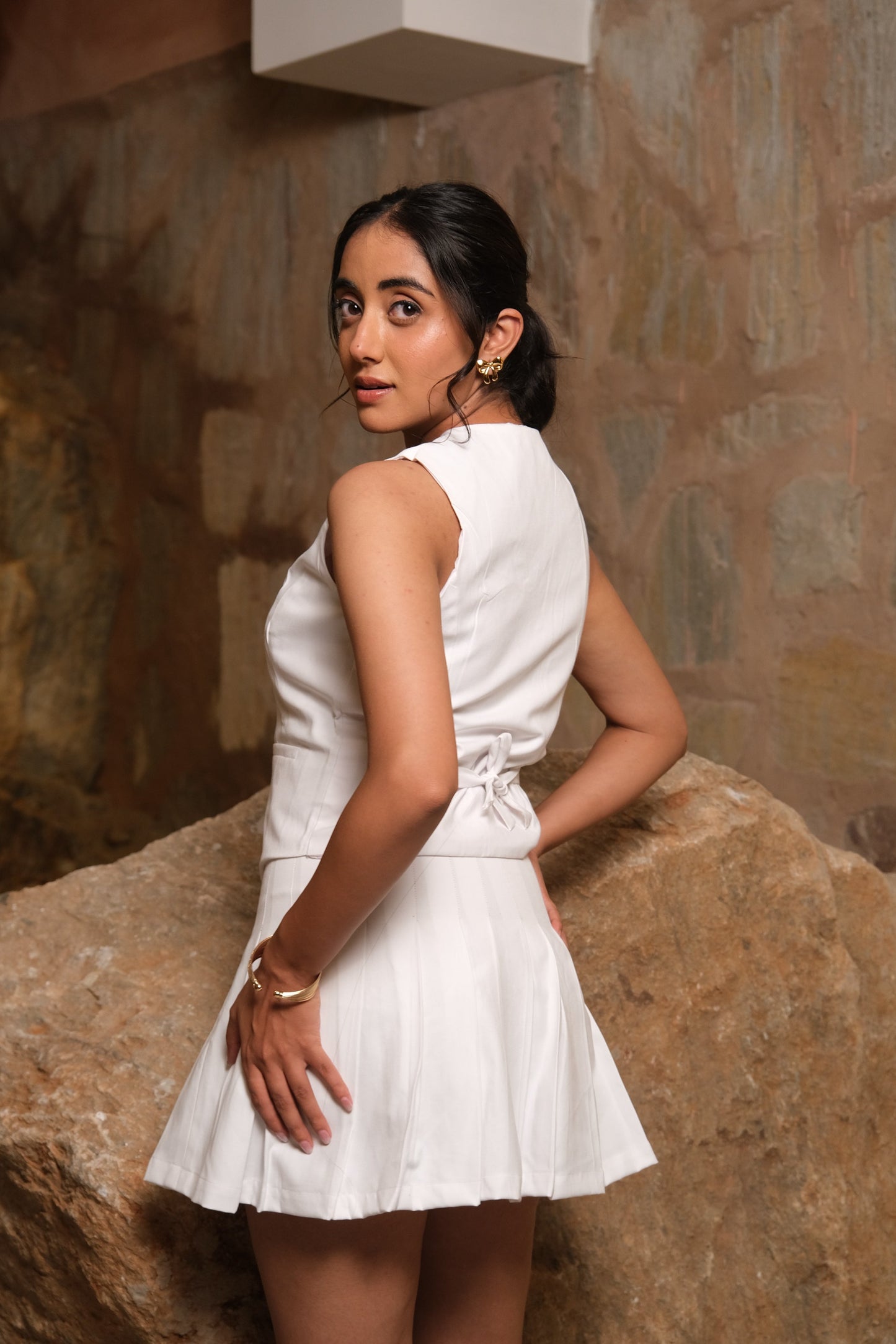 Pleated Skirt Co-ord (White)