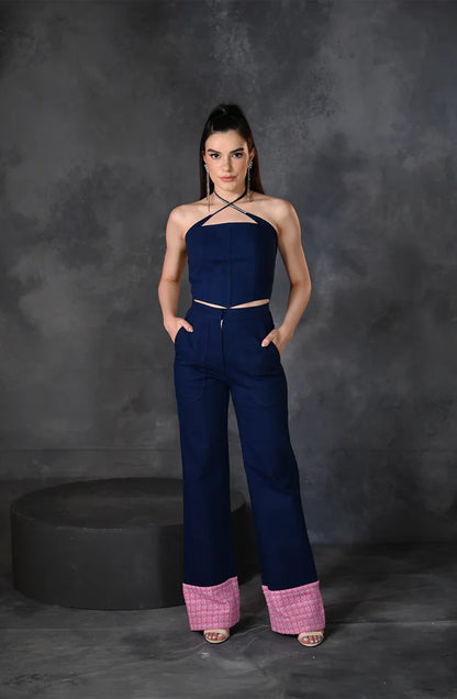 Blue Denim Corset & Pant Set