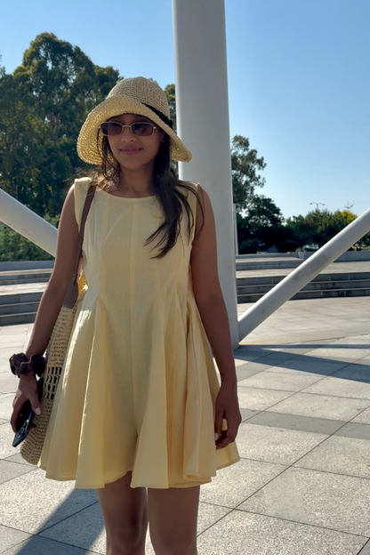 Lemon Cream Romper Dress