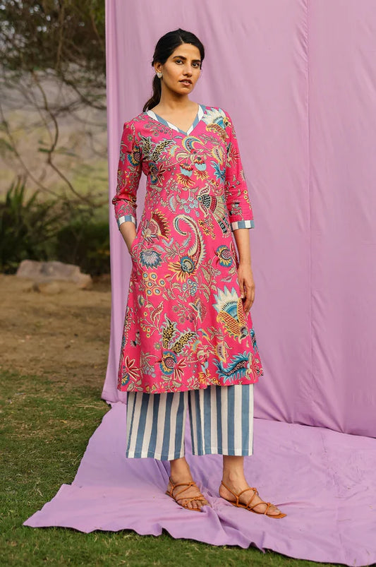 Gulabi A -line Kurta- Pant Set