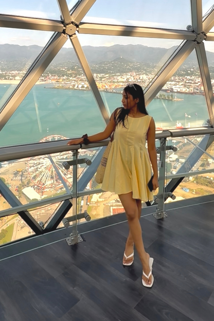 Lemon Cream Romper Dress