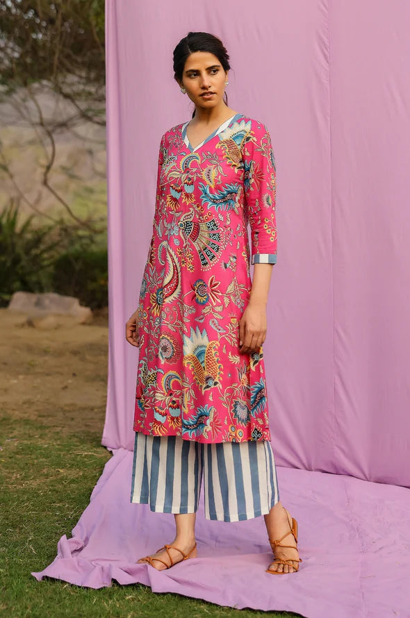 Gulabi A -line Kurta- Pant Set