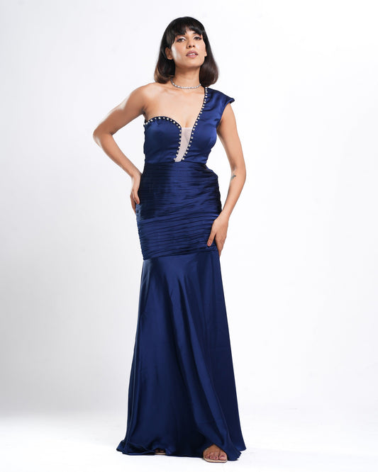 Nellie - Navy Blue Sheath Long Dress