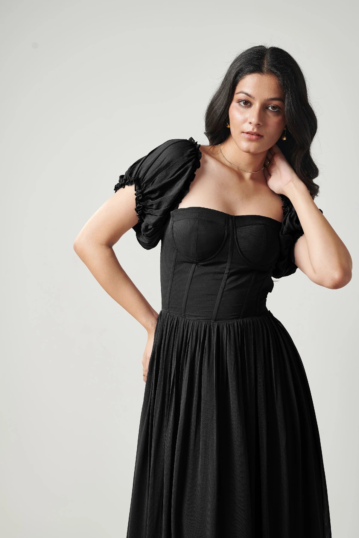 Theresa Black Georgette Dress