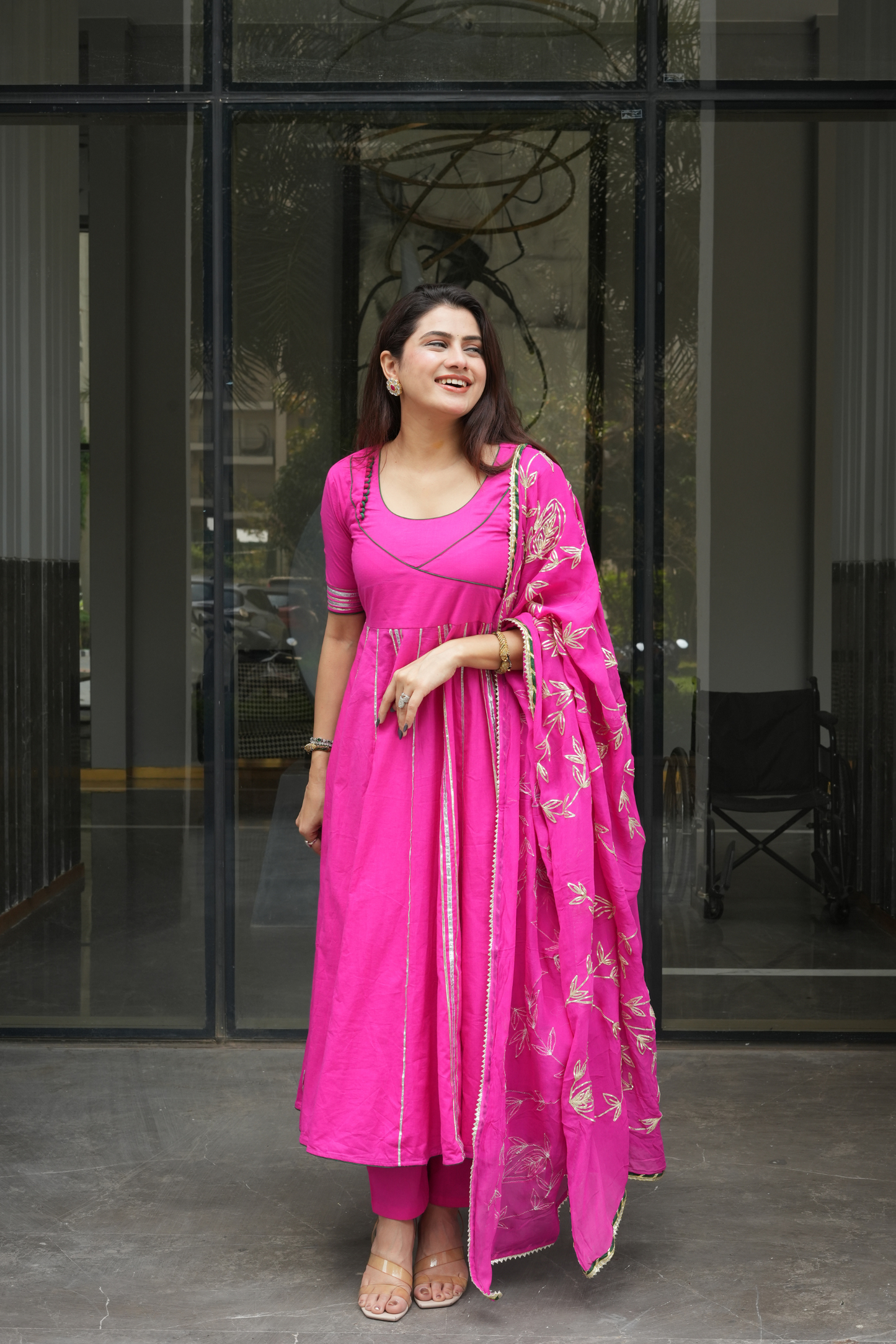 PINK ROBIN GOTA WORK SUIT SET