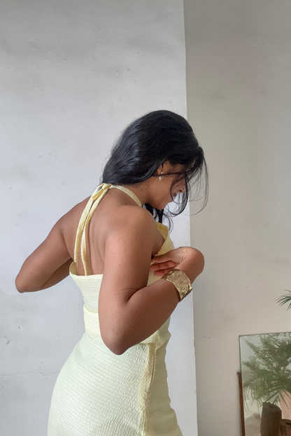 Butter Yellow Halter Dress