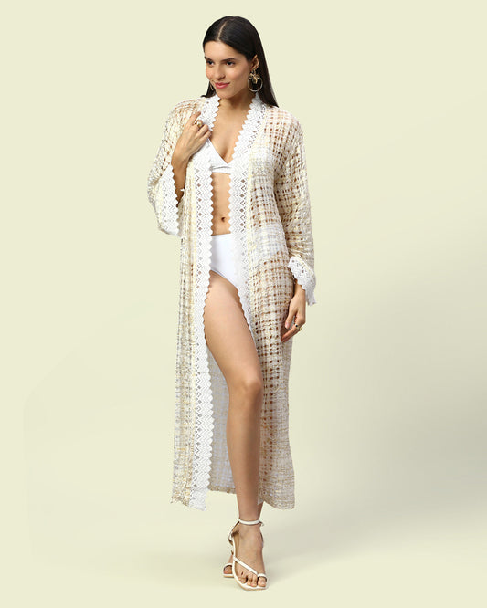 Classic Gold Checks Cover Up Kaftan