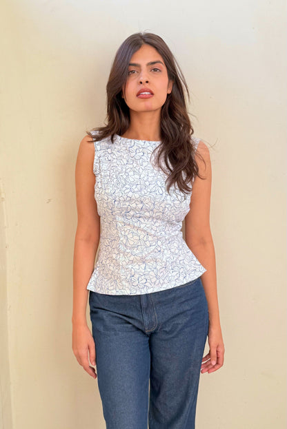 Blue Cloud Backless Top