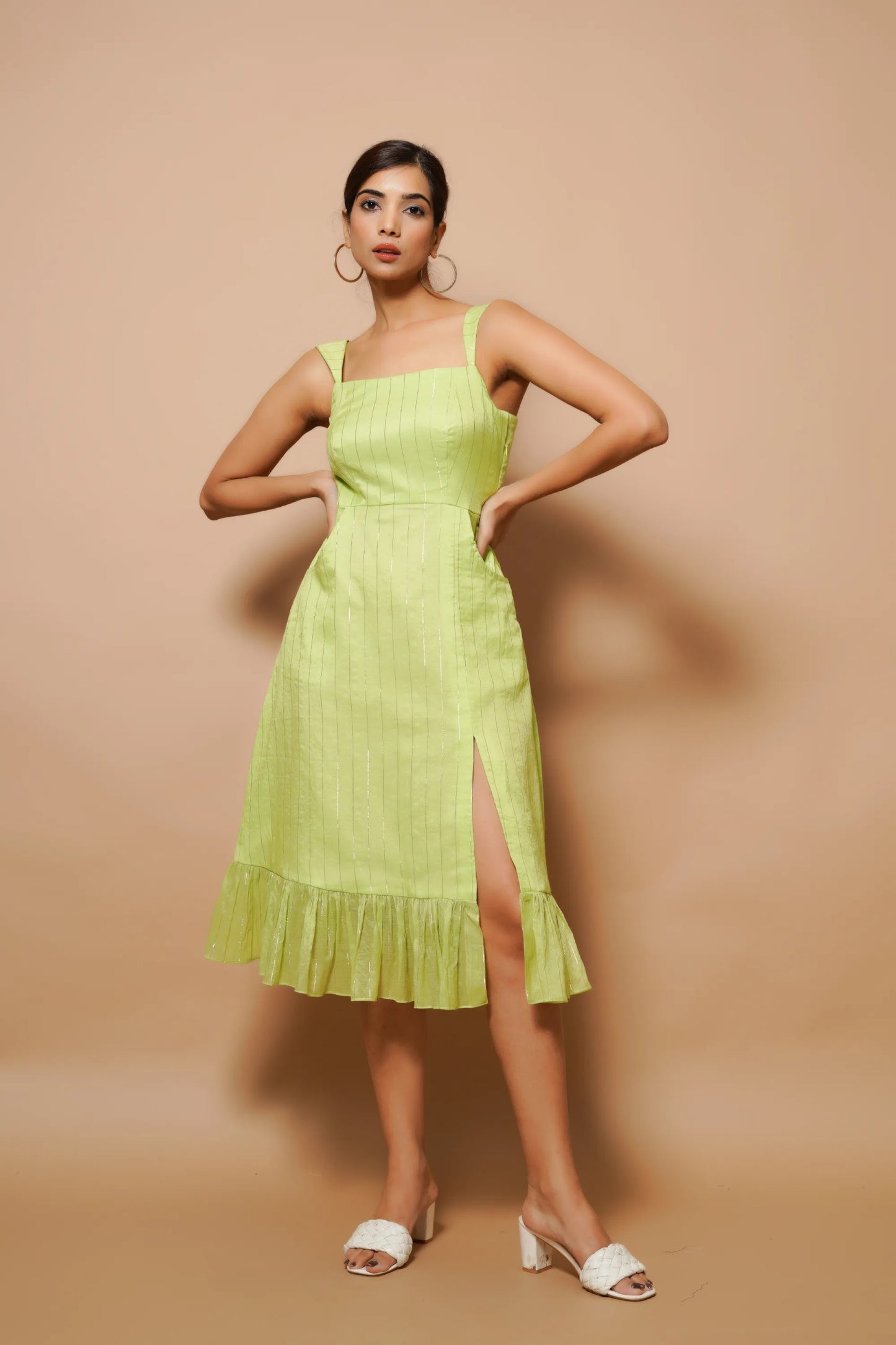 Chanderi Lurex Green Midi