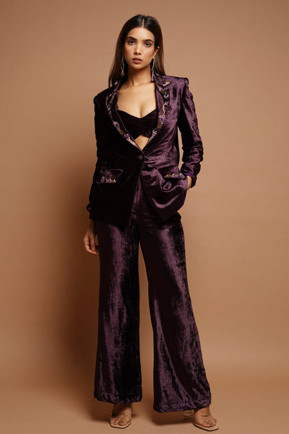 Wine Velvet Coat Set (Set of 3)