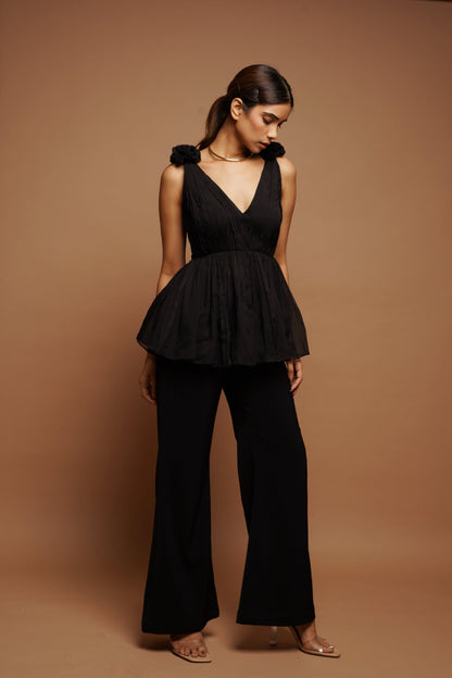 Black 3-D Flower Co-ord (Set of 2)