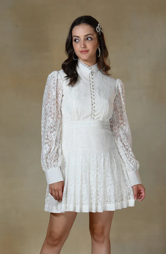 White Chantilly Lace Dress