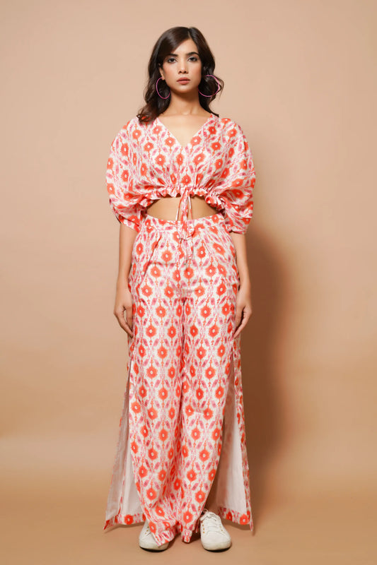 Digital Printed Pink-Orange Co-Ord