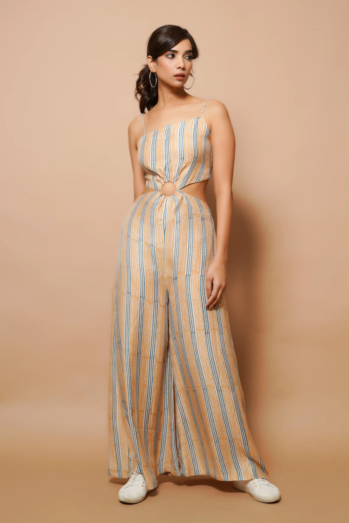 Brown Block Printed Jumpsuit