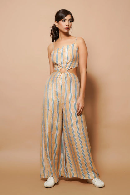 Brown Block Printed Jumpsuit